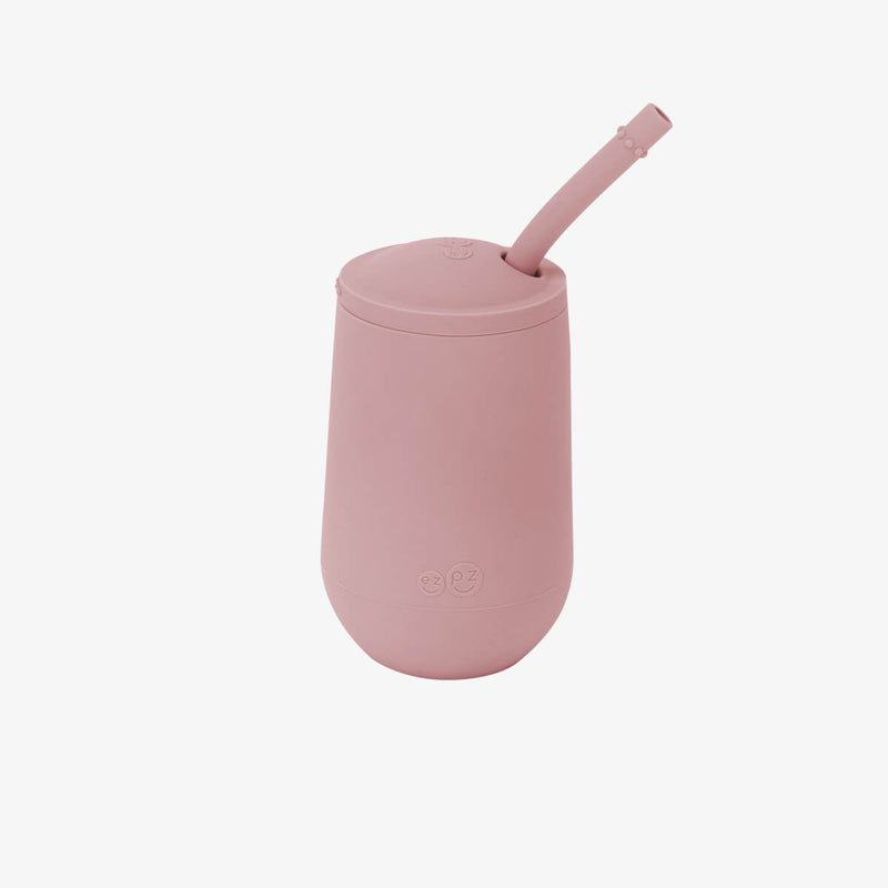 Happy Cup and Straw in Blush / Silicone Cup with Lid and Straw for Toddlers by ezpz #color_blush / Happy Cup + Straw System for Toddlers – Sip Smart, Grow Strong by ezpz