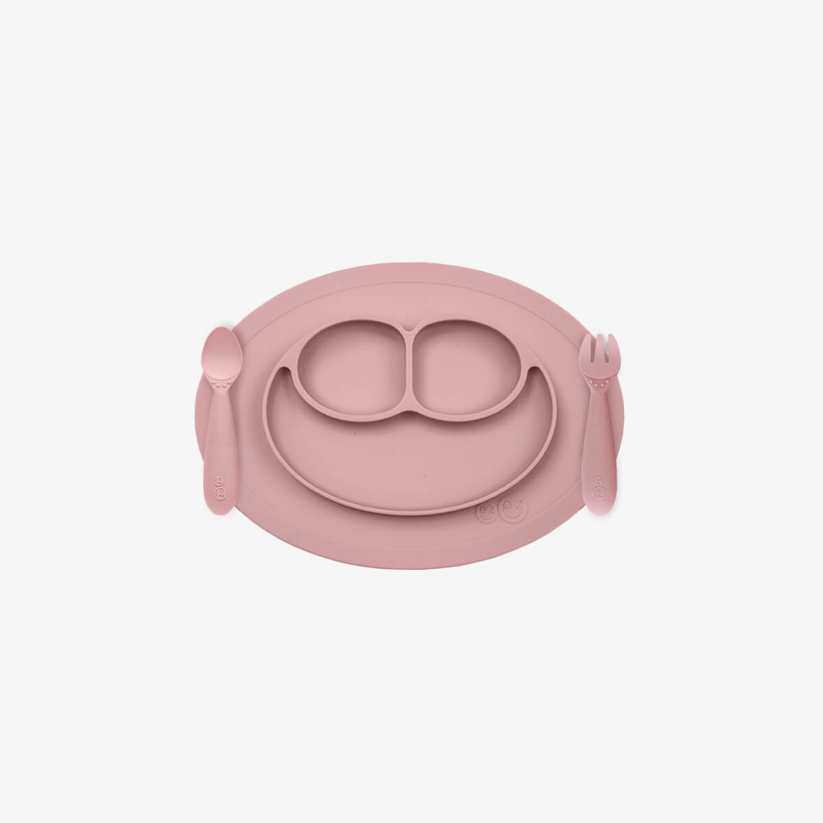 Mini Feeding Set in Blush by ezpz / Silicone Plate, Fork & Spoon for Toddlers #color_blush