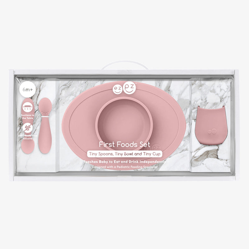 First Foods Set in Blush by ezpz / The Original All-In-One Silicone Plates & Placemats that Stick to the Table#color_blush