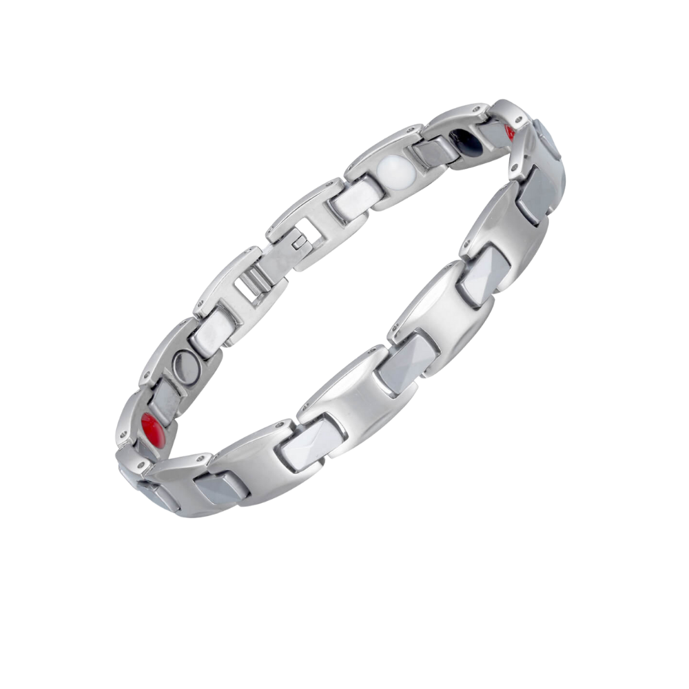 Attractive silver tungsten energy bracelet with 4-in-1 design