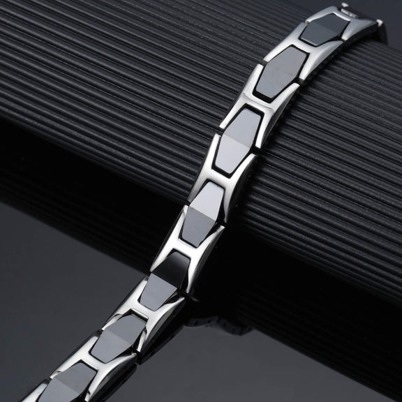 Black-and-silver-magnetic-bracelet-for-men-and-women