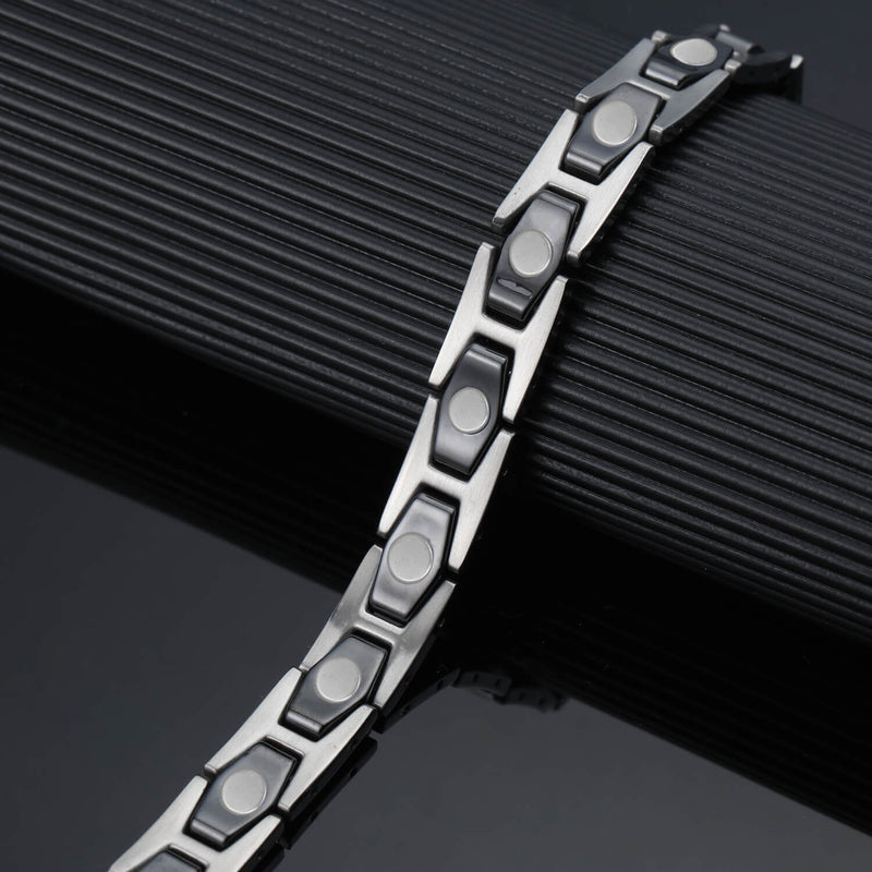 Ceramic-and-stainless-steel-bracelet-with-magnetic-hematite-stones