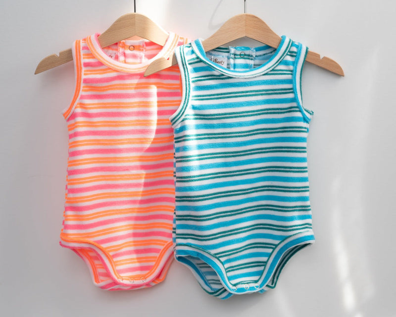 Pink and Orange Terrycloth Romper Baby and Toddler Girls