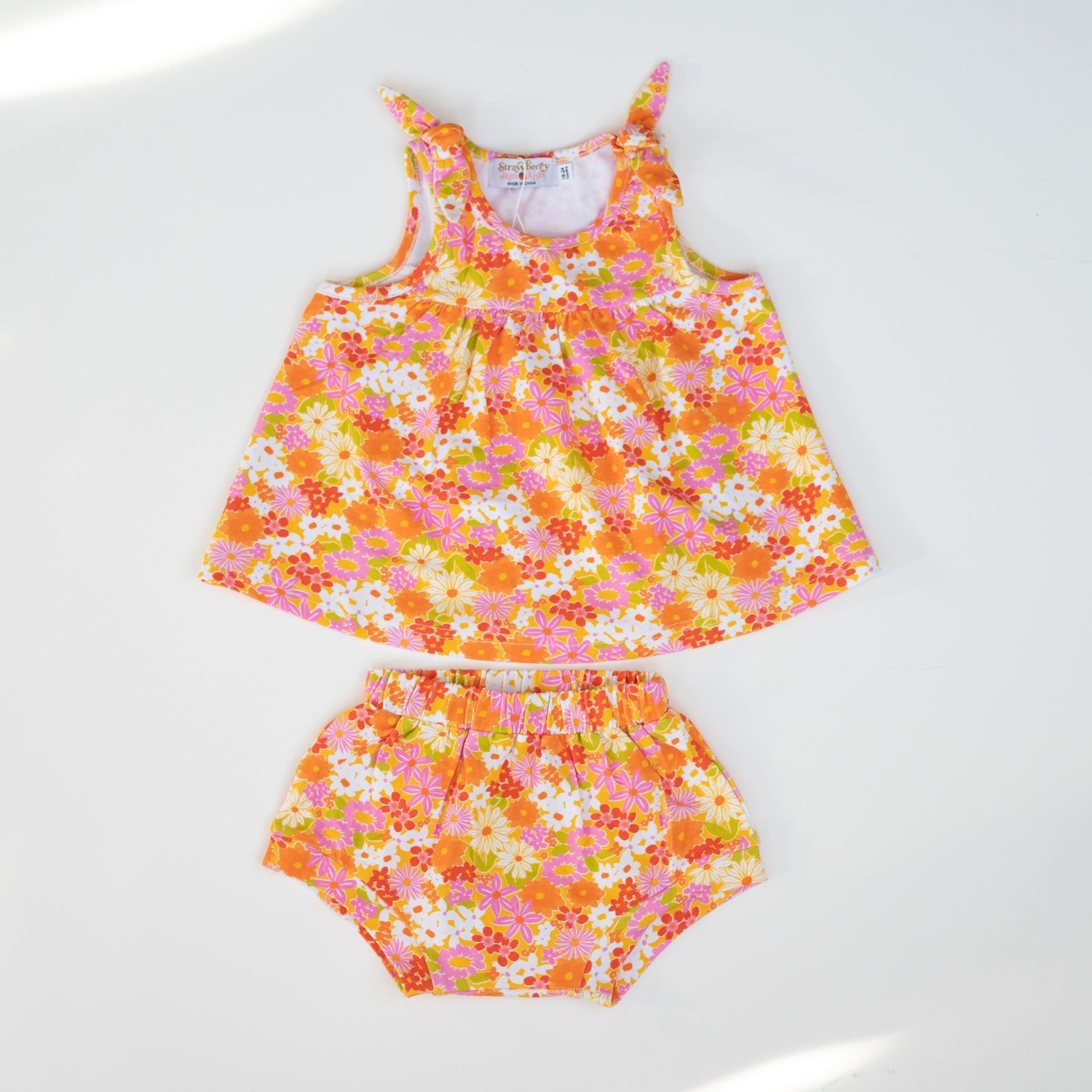 Summer Vintage Floral Two-Piece Set for Baby & Toddler Girls