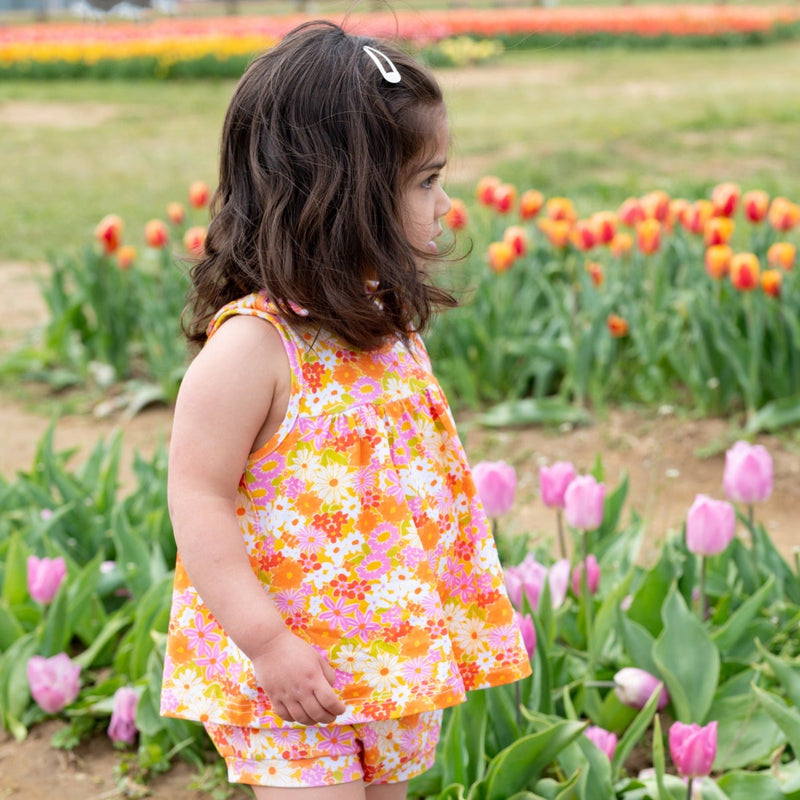 Summer Vintage Floral Two-Piece Set for Baby & Toddler Girls