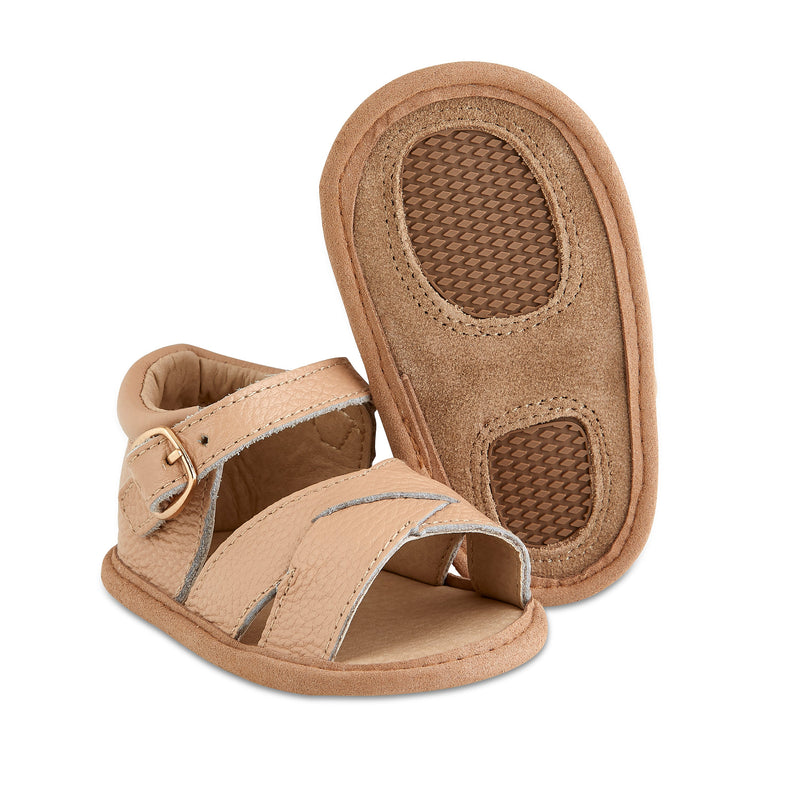 Caramel Leather Baby Sandals – Comfy Steps for Healthy Growth by Babe Basics(6–24M)
