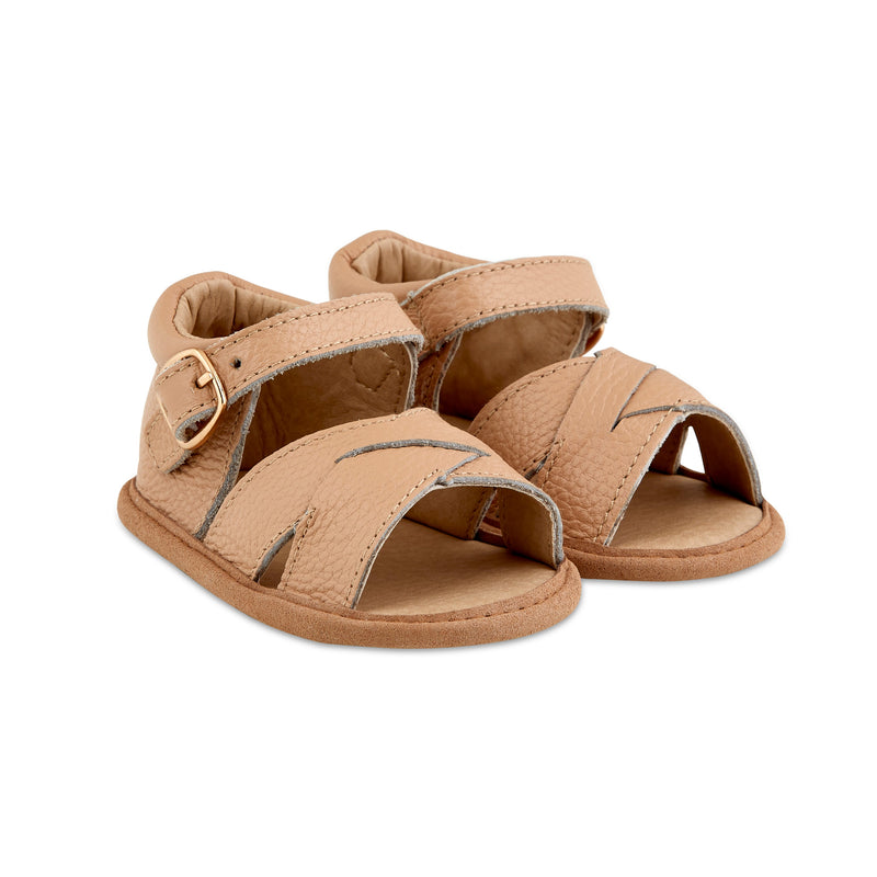 Caramel Leather Baby Sandals – Comfy Steps for Healthy Growth by Babe Basics(6–24M)