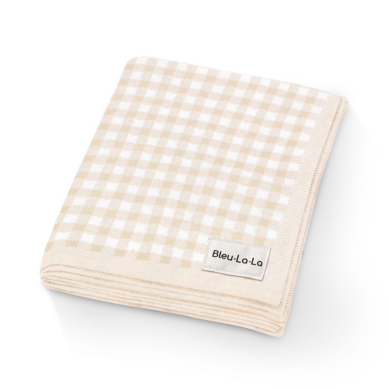 Checkered Organic Knit Baby Blanket – Cozy & Stylish
