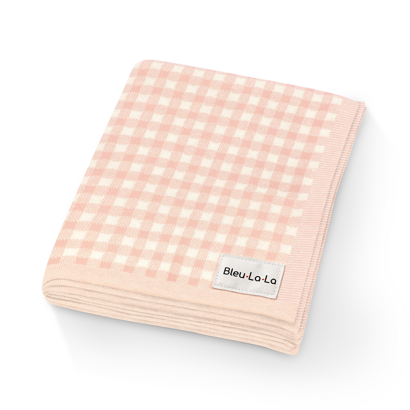Checkered Organic Knit Baby Blanket – Cozy & Stylish