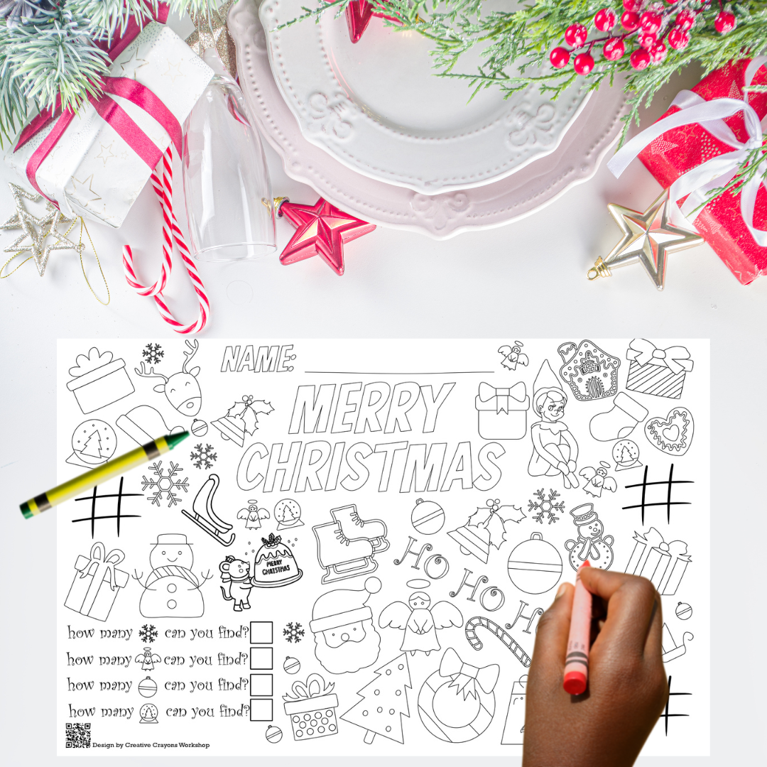 Christmas Activity Coloring Placemats for Kids