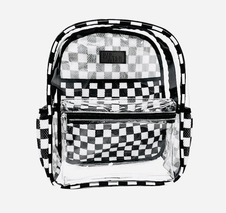 Clear Checkered Kids Backpack | School & Travel Bag by Big Little Wish 