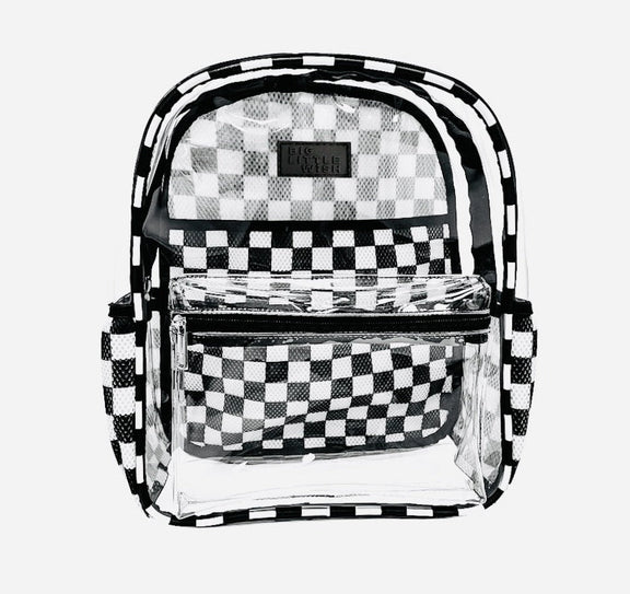 Clear Checkered Kids Backpack | School & Travel Bag by Big Little Wish 