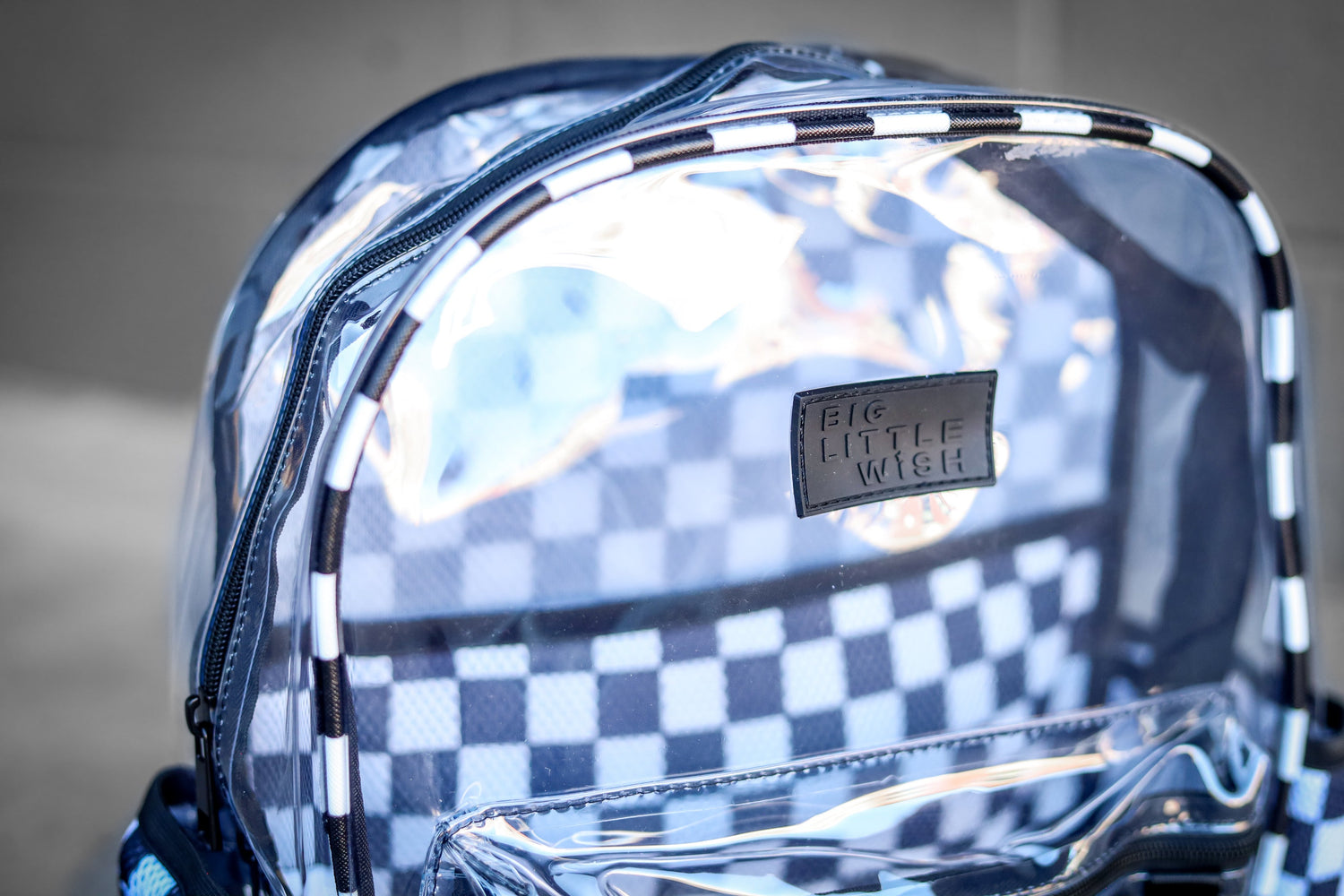 Clear Checkered Kids Backpack | School & Travel Bag by Big Little Wish 