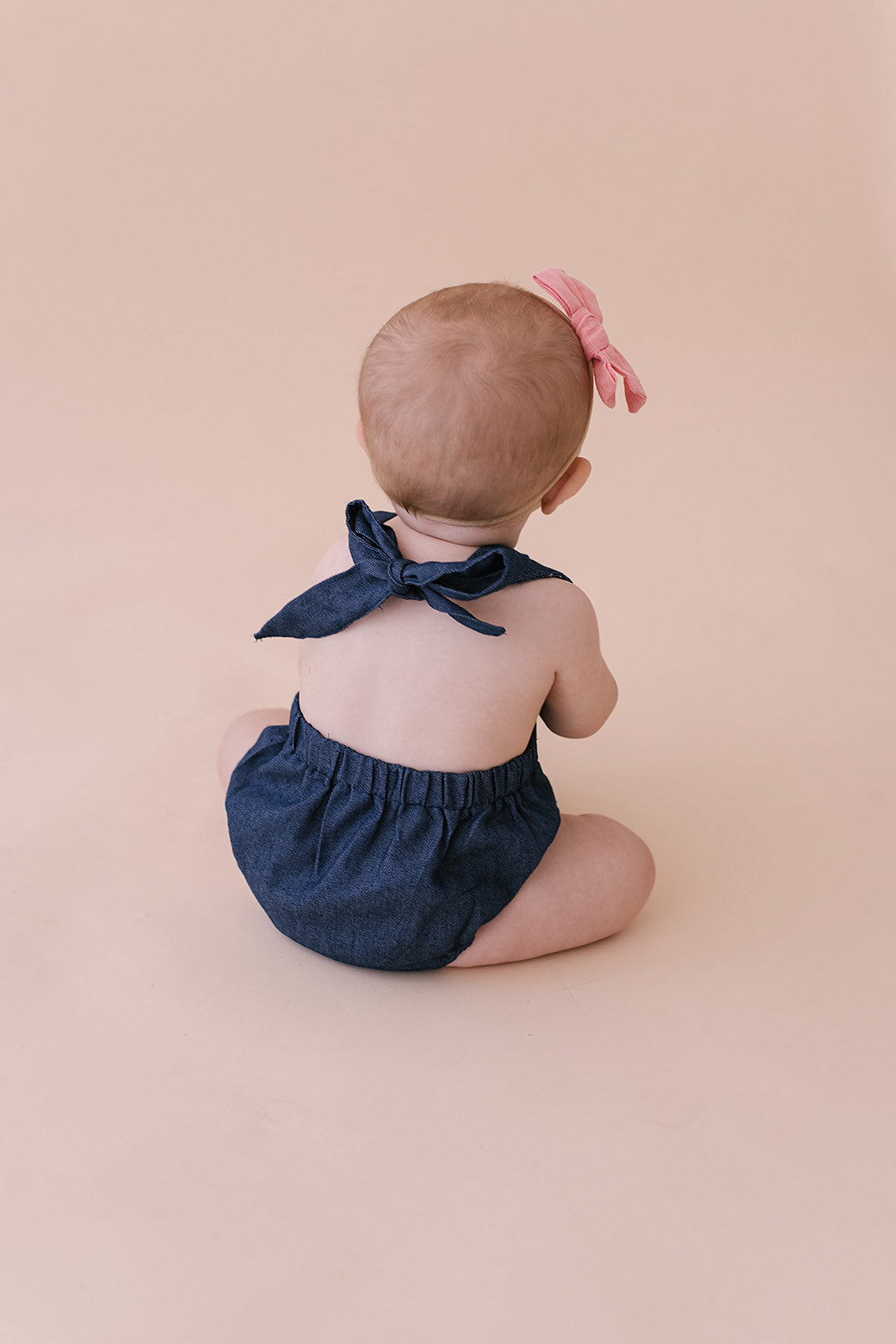 Cobalt Halter Baby Romper – Non-Toxic Linen Style for Little Movers by Babe Basics (6–24M)