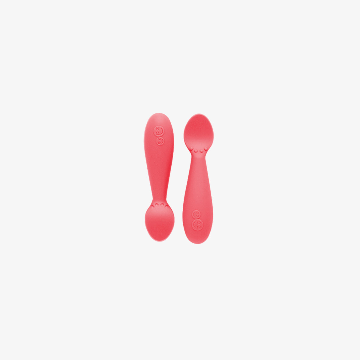 The Tiny Spoon in Coral by ezpz / Small, Sensory Silicone Spoon for Babies #color_coral / Coral Baby-Led™ Tiny Spoons – First Feeding Spoons for Independent Littles 