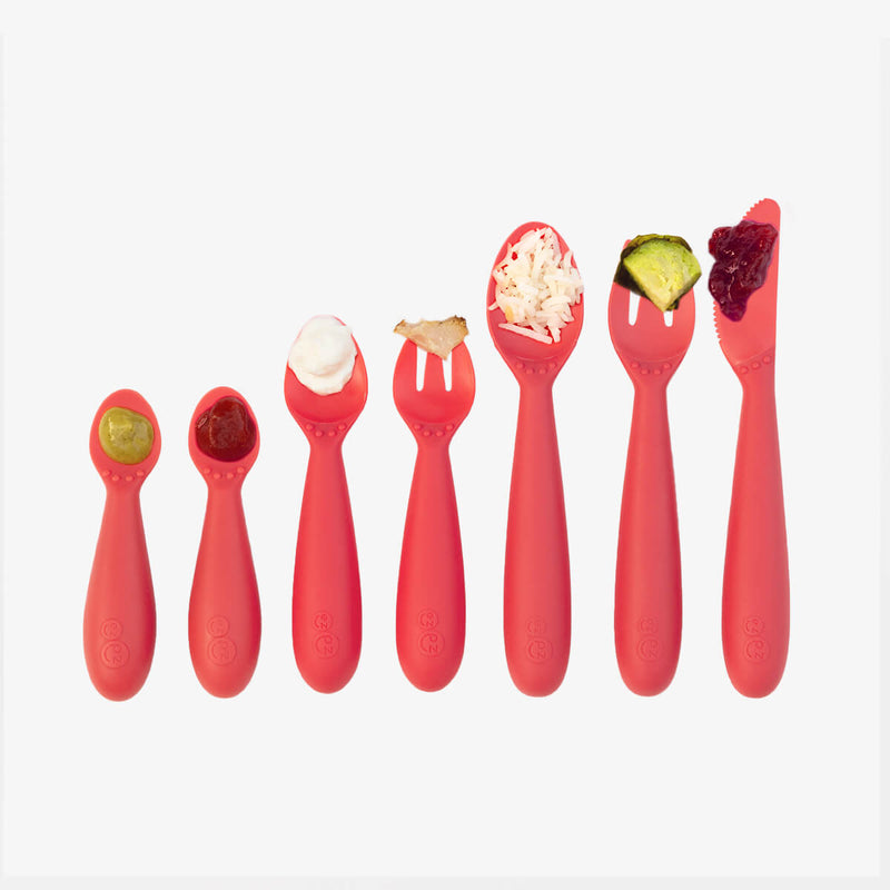 Coral Developmental Utensil Set – Smart Baby Self-Feeding Tools by ezpz
