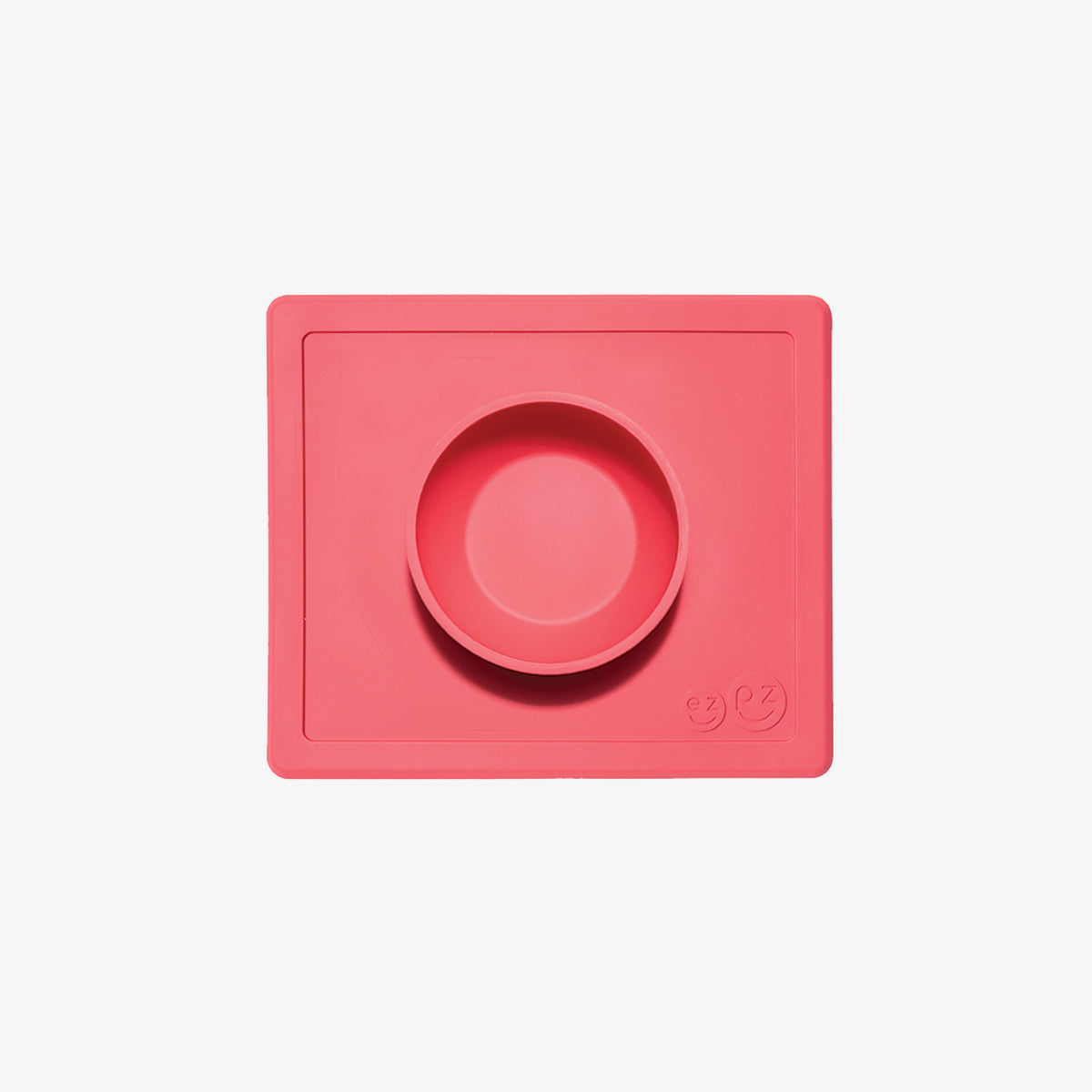 Happy Bowl in Coral by ezpz / The Original All-In-One Silicone Plates & Placemats that Stick to the Table #color_coral / Happy Bowl – Self-Feeding Made Simple for Babies & Toddlers by ezpz