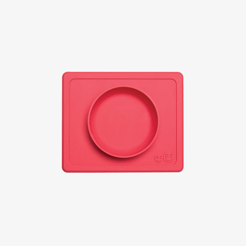 Mini Bowl in Coral by ezpz / The Original All-In-One Silicone Plates & Placemats that Stick to the Table #color_coral