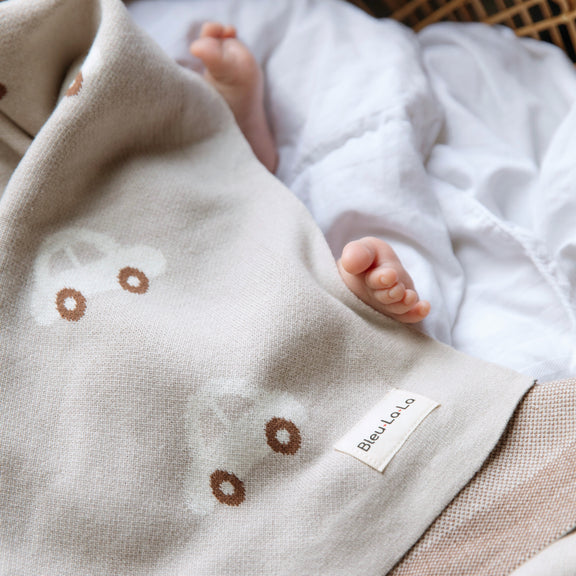 Cozy Cotton Knit Car Swaddle Blanket for Babies – by Bleu La La