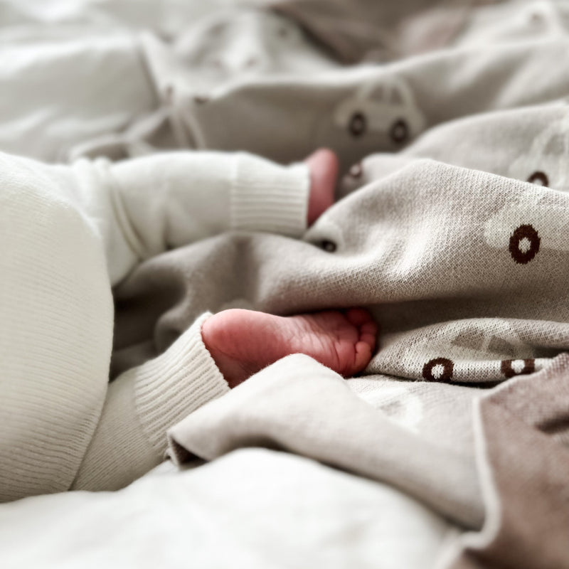 Cozy Cotton Knit Car Swaddle Blanket for Babies – by Bleu La La