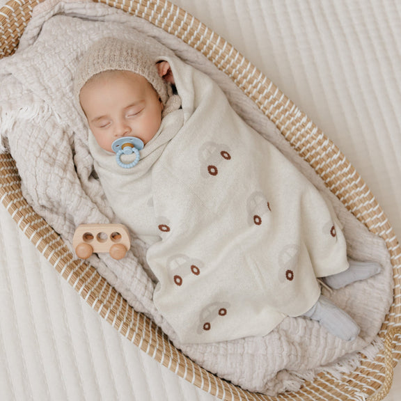 Cozy Cotton Knit Car Swaddle Blanket for Babies – by Bleu La La