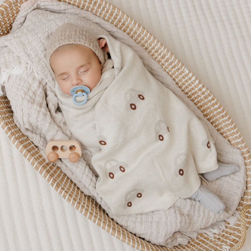 Cozy Cotton Knit Car Swaddle Blanket for Babies – by Bleu La La