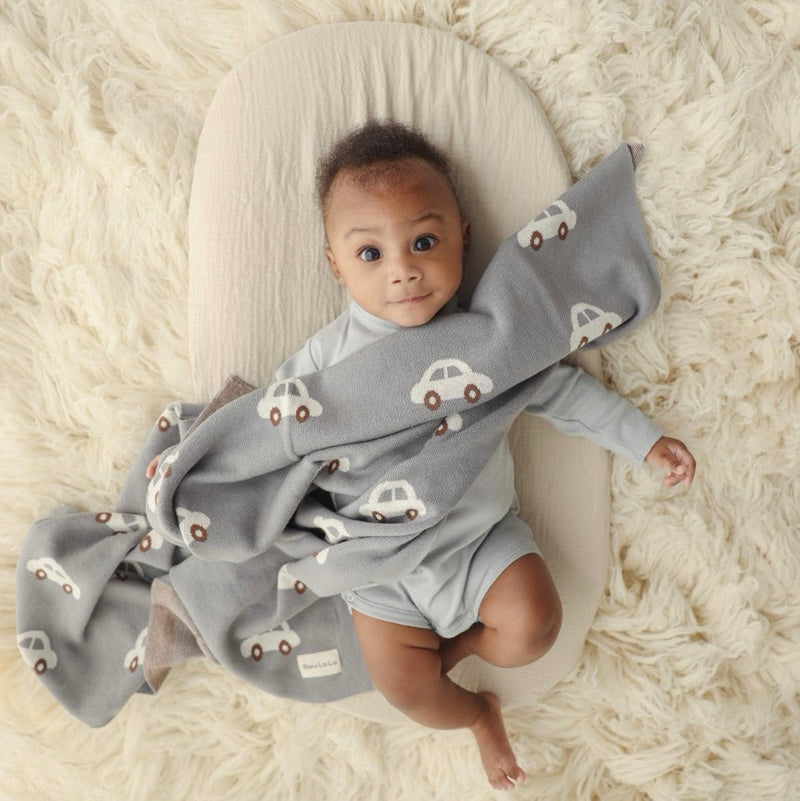 Cozy Cotton Knit Car Swaddle Blanket for Babies – by Bleu La La