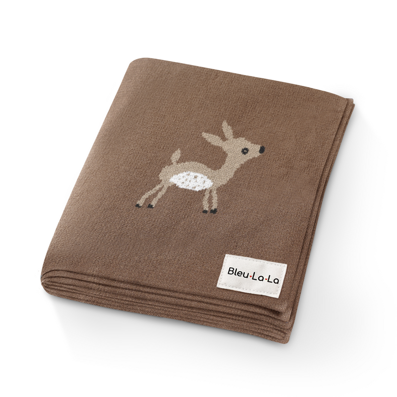 Deer Knit Cotton Swaddle Blanket – Cozy & Cute by Bleu La La