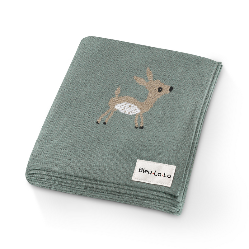 Deer Knit Cotton Swaddle Blanket – Cozy & Cute by Bleu La La