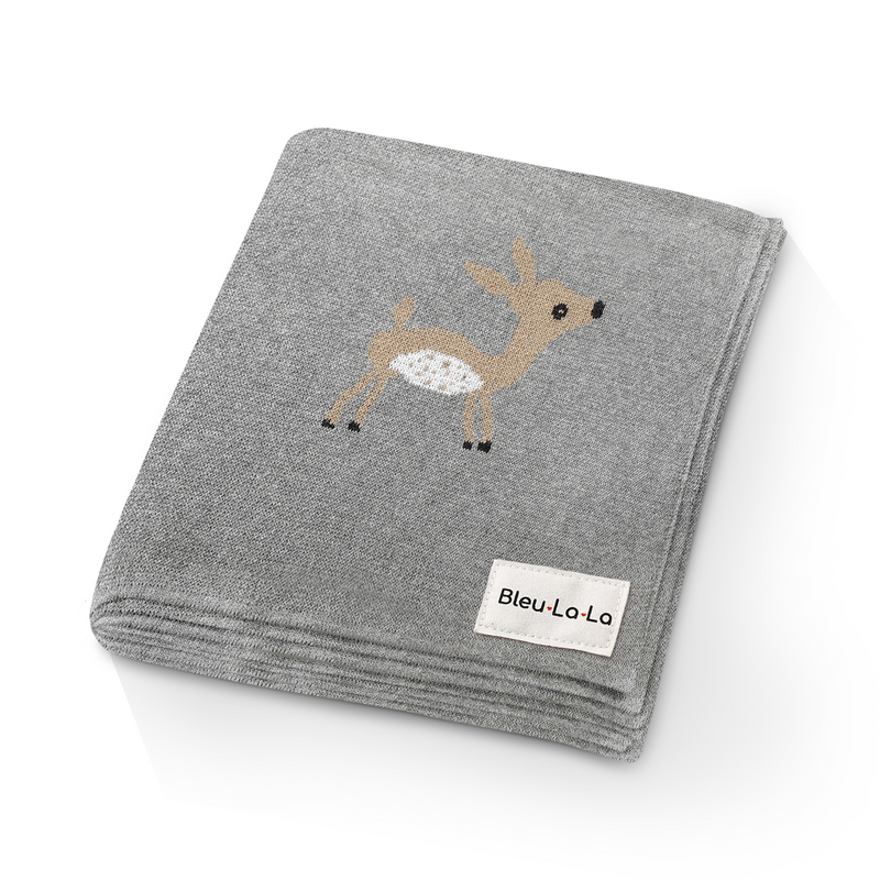 Deer Knit Cotton Swaddle Blanket – Cozy & Cute by Bleu La La