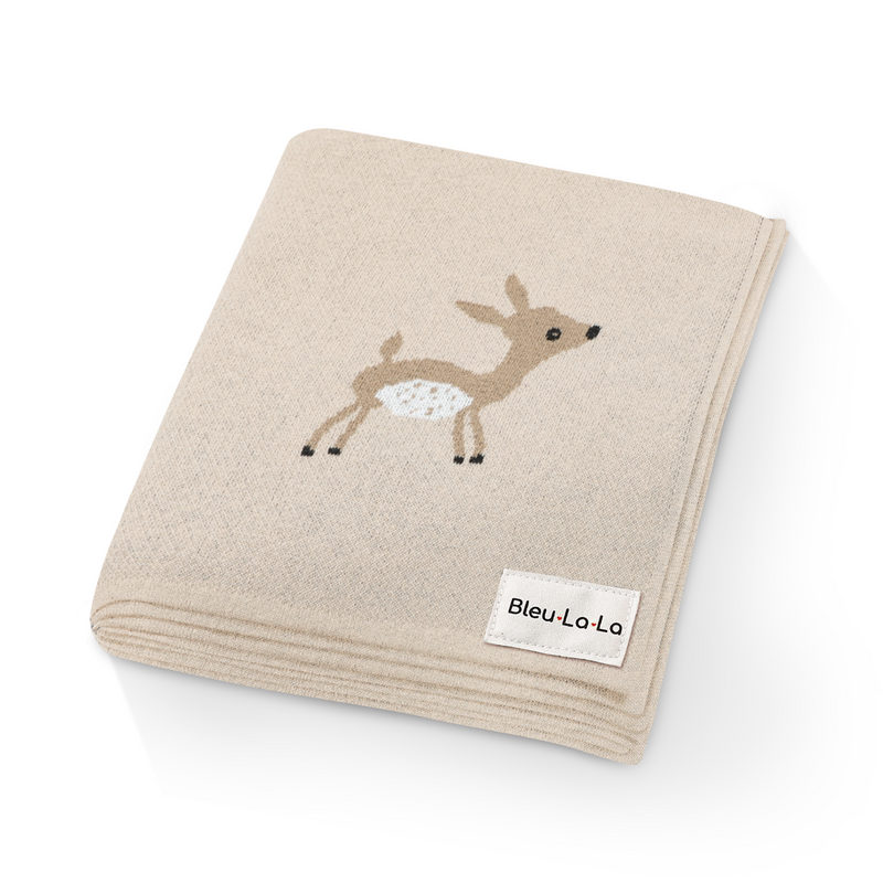 Deer Knit Cotton Swaddle Blanket – Cozy & Cute by Bleu La La