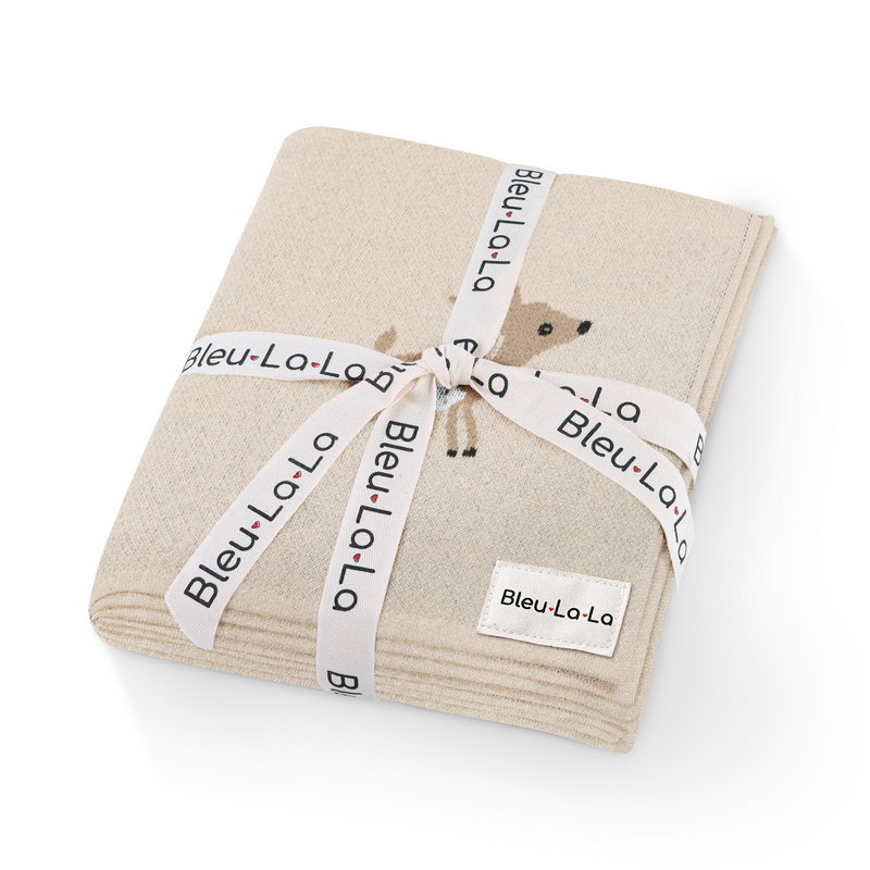 Deer Knit Cotton Swaddle Blanket – Cozy & Cute by Bleu La La