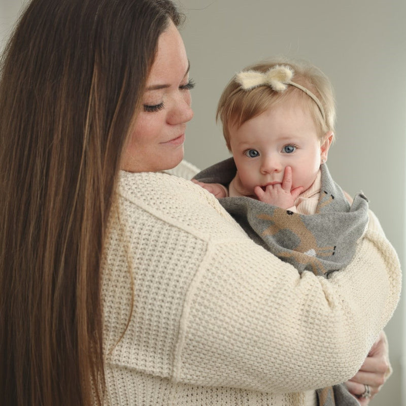 Deer Knit Cotton Swaddle Blanket – Cozy & Cute by Bleu La La