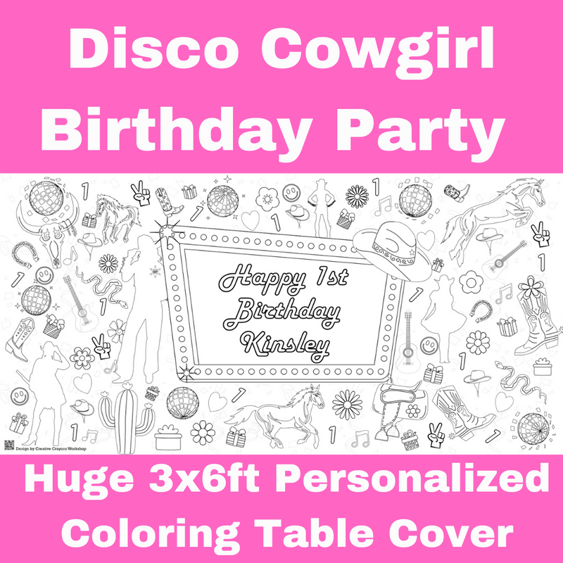 Disco Cowgirl Party Coloring Tablecloth