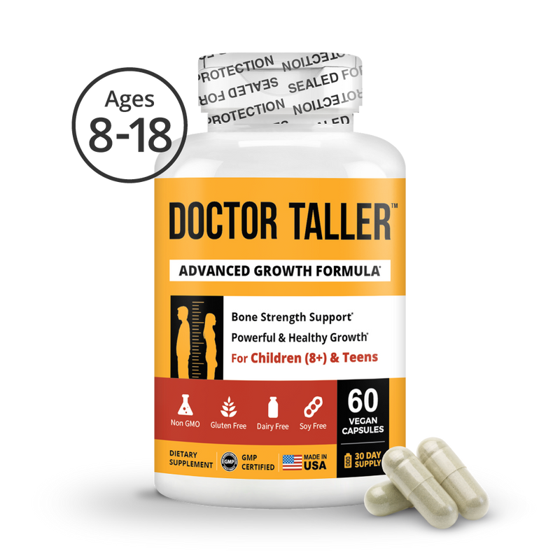 Doctor Taller Height Support for Kids (8+) & Teens – Bone Growth & Development | 60 Vegan Capsules by NuBest Nutrition