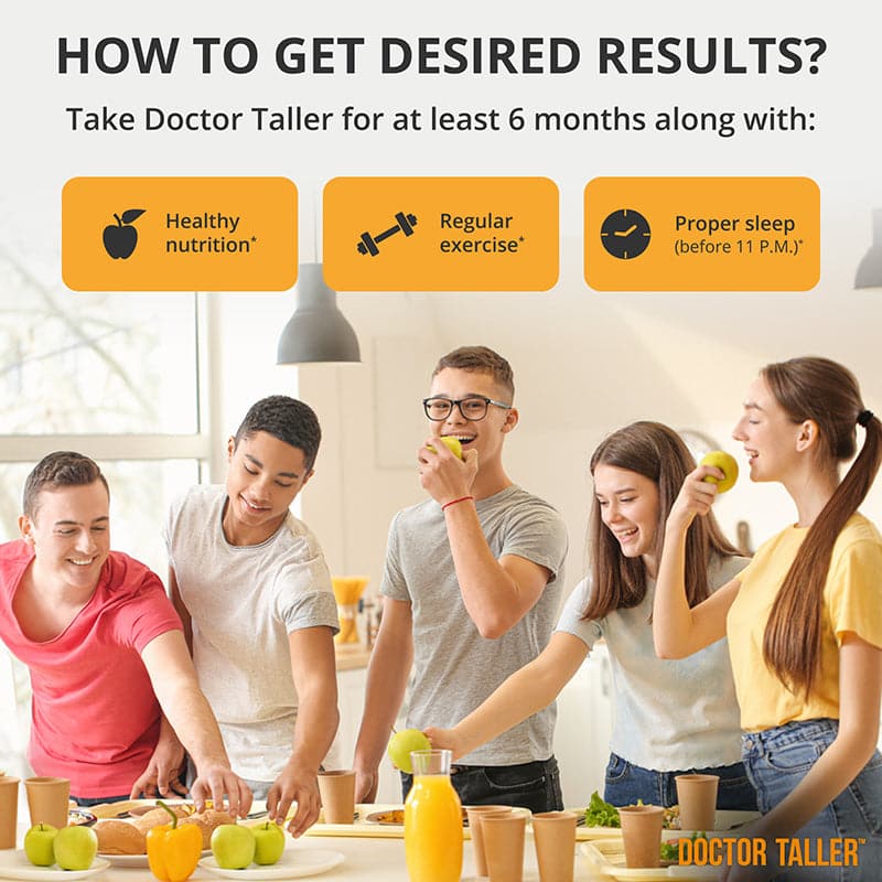 Doctor Taller Height Support for Kids (8+) & Teens – Bone Growth & Development | 60 Vegan Capsules by NuBest Nutrition