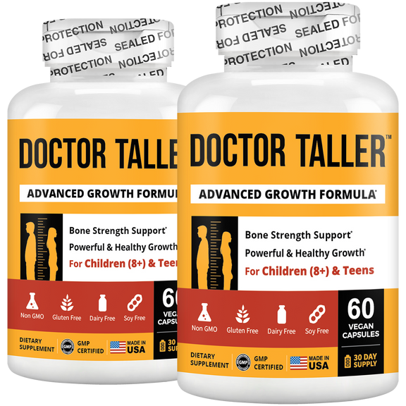 Doctor Taller Height Support for Kids (8+) & Teens – Bone Growth & Development | 60 Vegan Capsules by NuBest Nutrition