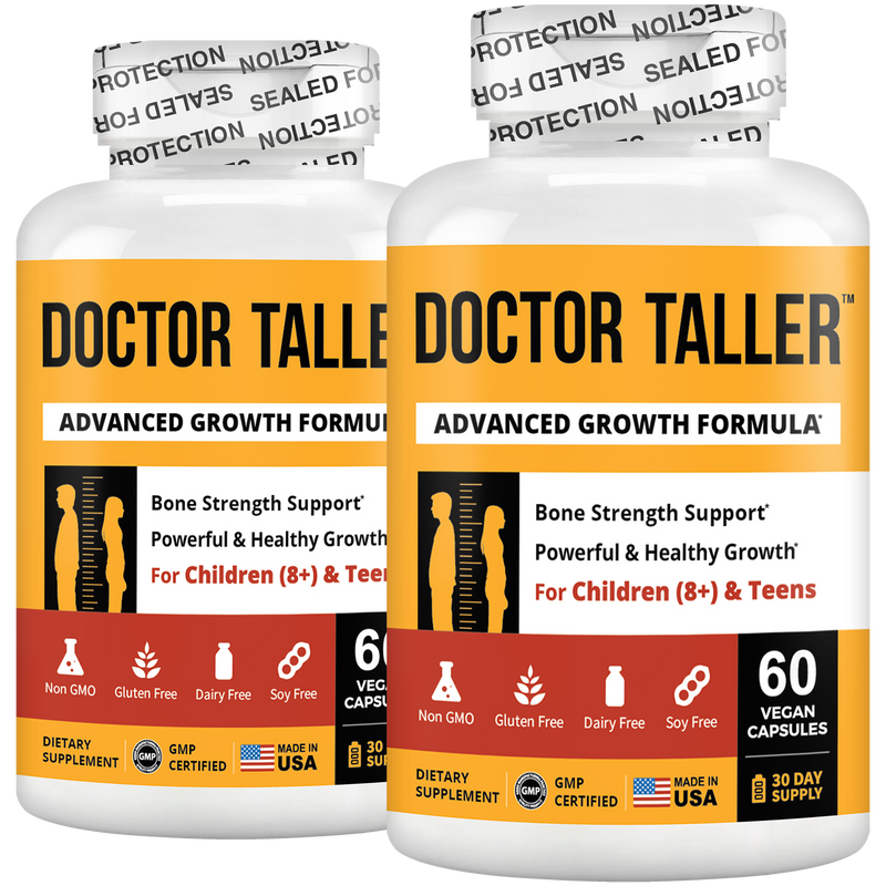 Doctor Taller Height Support for Kids (8+) & Teens – Bone Growth & Development | 60 Vegan Capsules by NuBest Nutrition