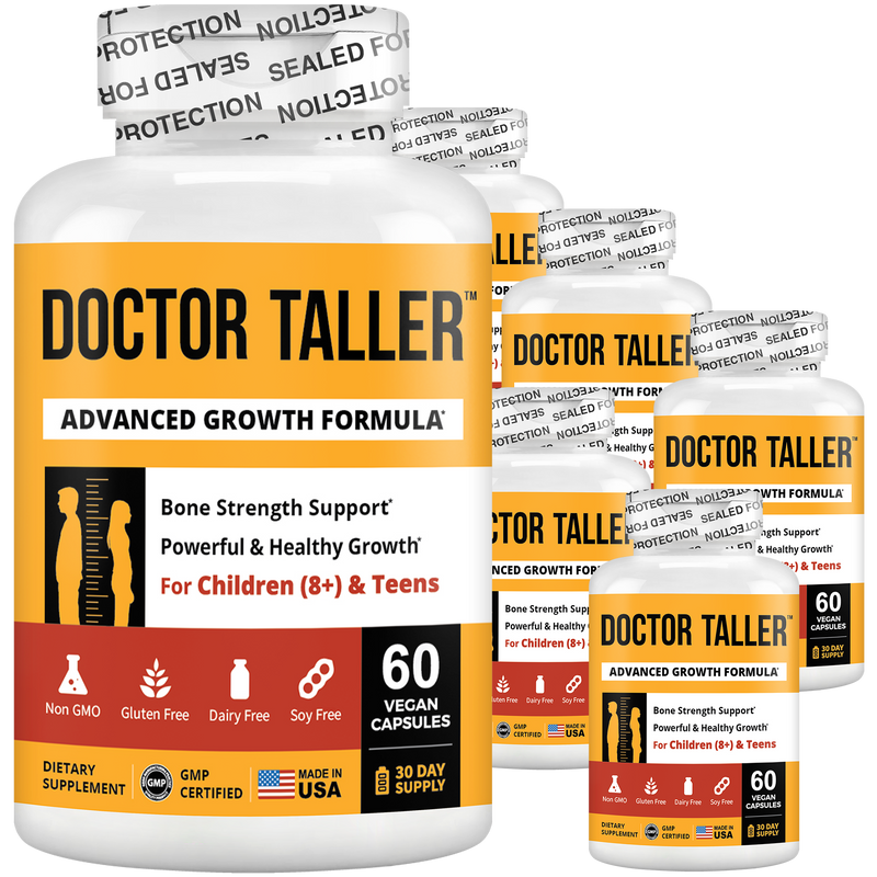 Doctor Taller Height Support for Kids (8+) & Teens – Bone Growth & Development | 60 Vegan Capsules by NuBest Nutrition