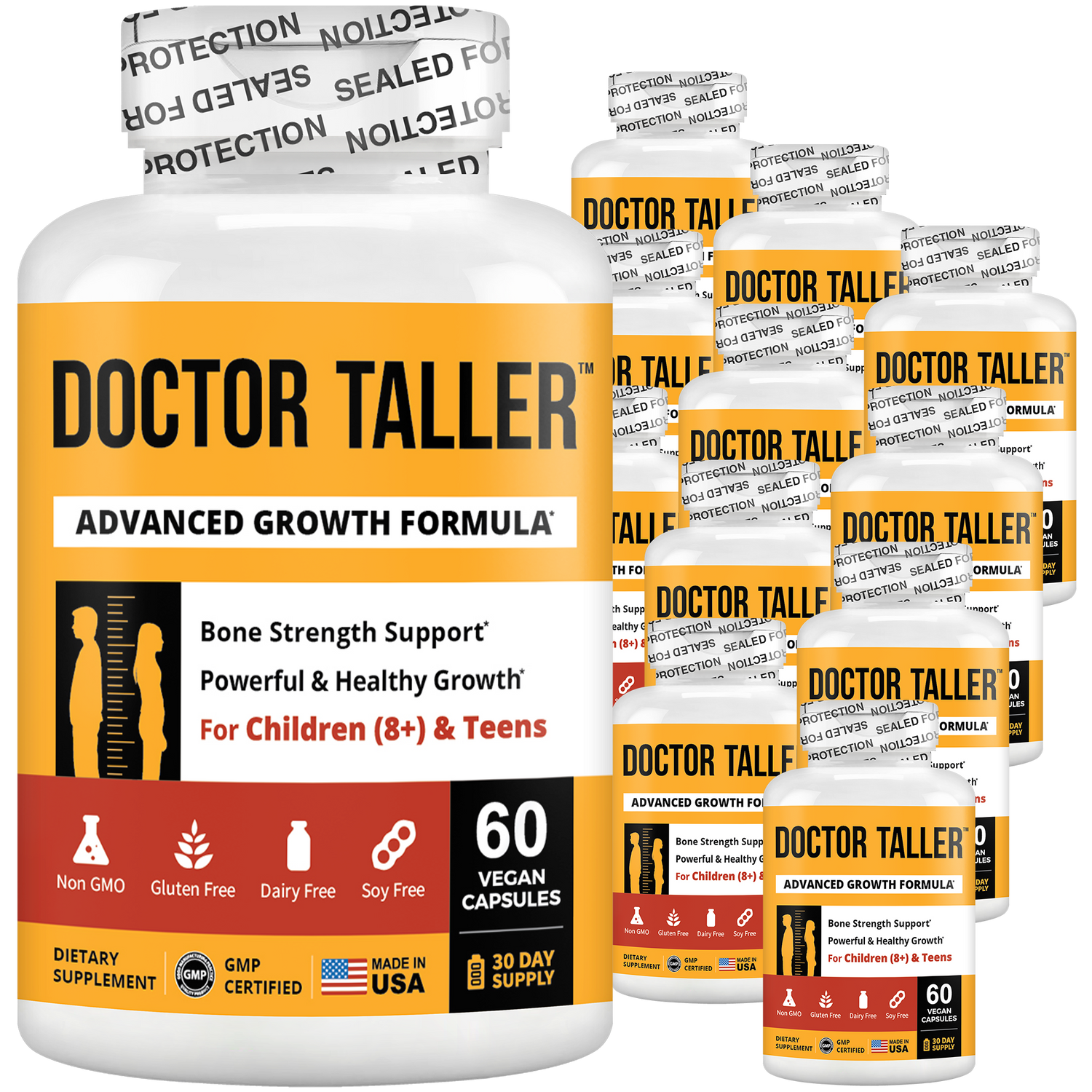 Doctor Taller Height Support for Kids (8+) & Teens – Bone Growth & Development | 60 Vegan Capsules by NuBest Nutrition