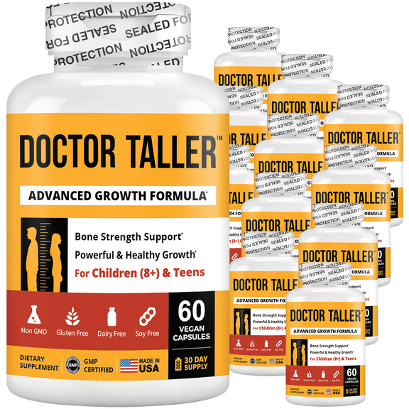 Doctor Taller Height Support for Kids (8+) & Teens – Bone Growth & Development | 60 Vegan Capsules by NuBest Nutrition