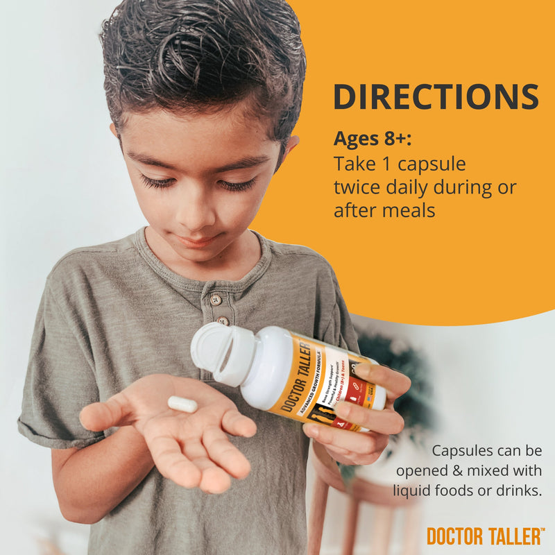 Doctor Taller Height Support for Kids (8+) & Teens – Bone Growth & Development | 60 Vegan Capsules by NuBest Nutrition