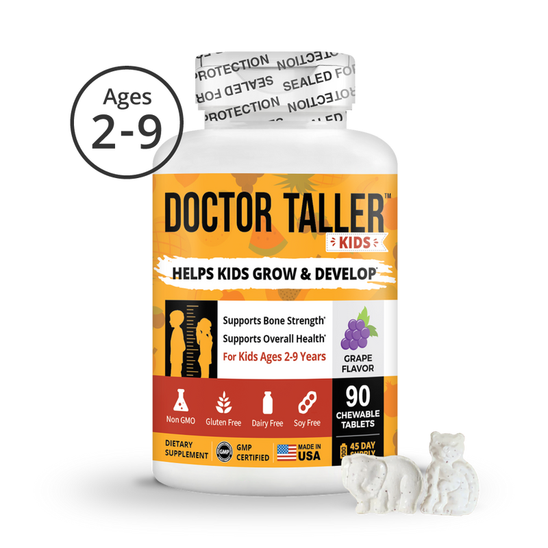 Doctor Taller Kids Grape Multivitamins (Ages 2–9) – Daily Immune & Growth Support | 90 Vegan Chewables by NuBest Nutrition