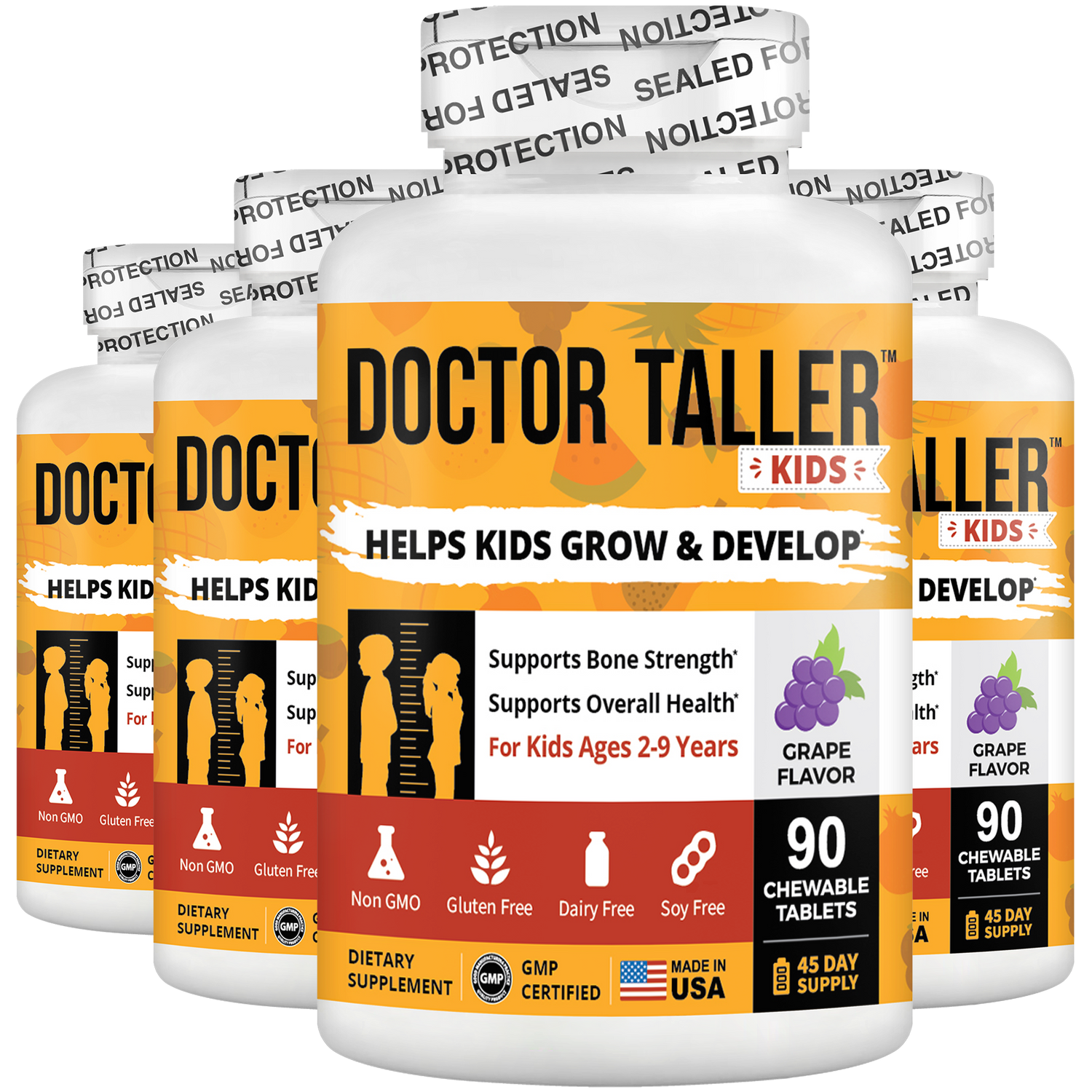 Doctor Taller Kids Grape Multivitamins (Ages 2–9) – Daily Immune & Growth Support | 90 Vegan Chewables by NuBest Nutrition