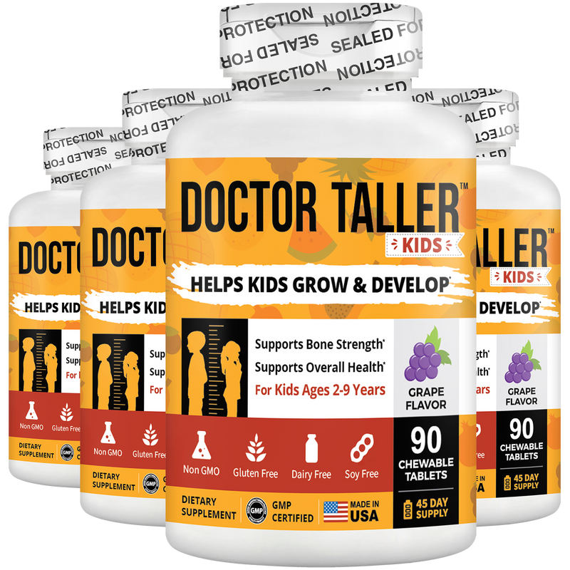 Doctor Taller Kids Grape Multivitamins (Ages 2–9) – Daily Immune & Growth Support | 90 Vegan Chewables by NuBest Nutrition