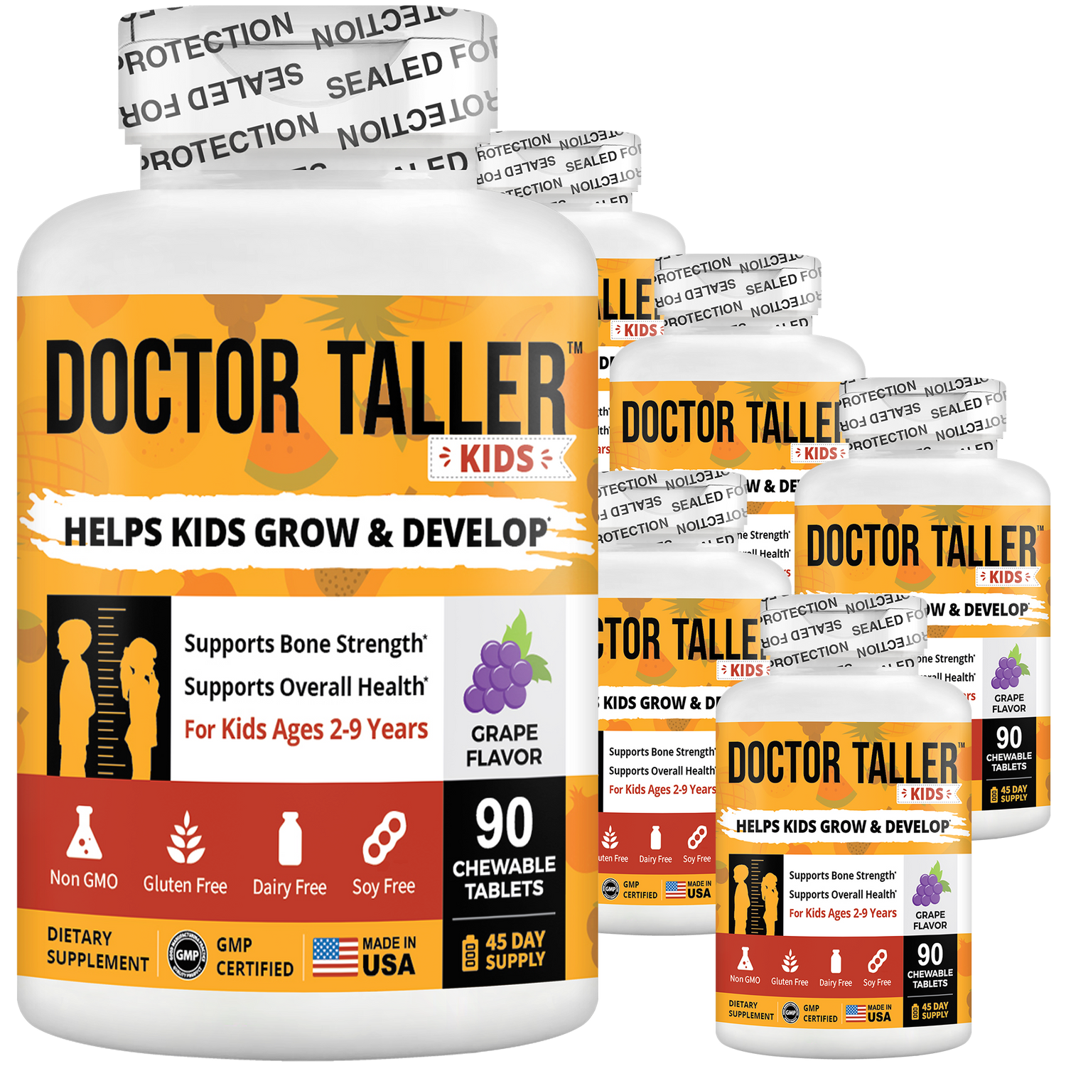 Doctor Taller Kids Grape Multivitamins (Ages 2–9) – Daily Immune & Growth Support | 90 Vegan Chewables by NuBest Nutrition