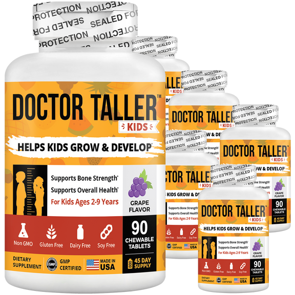Doctor Taller Kids Grape Multivitamins (Ages 2–9) – Daily Immune & Growth Support | 90 Vegan Chewables by NuBest Nutrition