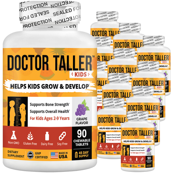 Doctor Taller Kids Grape Multivitamins (Ages 2–9) – Daily Immune & Growth Support | 90 Vegan Chewables by NuBest Nutrition