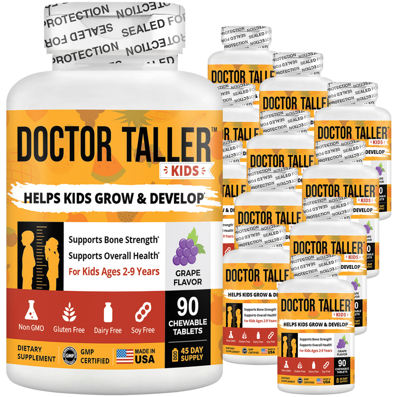 Doctor Taller Kids Grape Multivitamins (Ages 2–9) – Daily Immune & Growth Support | 90 Vegan Chewables by NuBest Nutrition