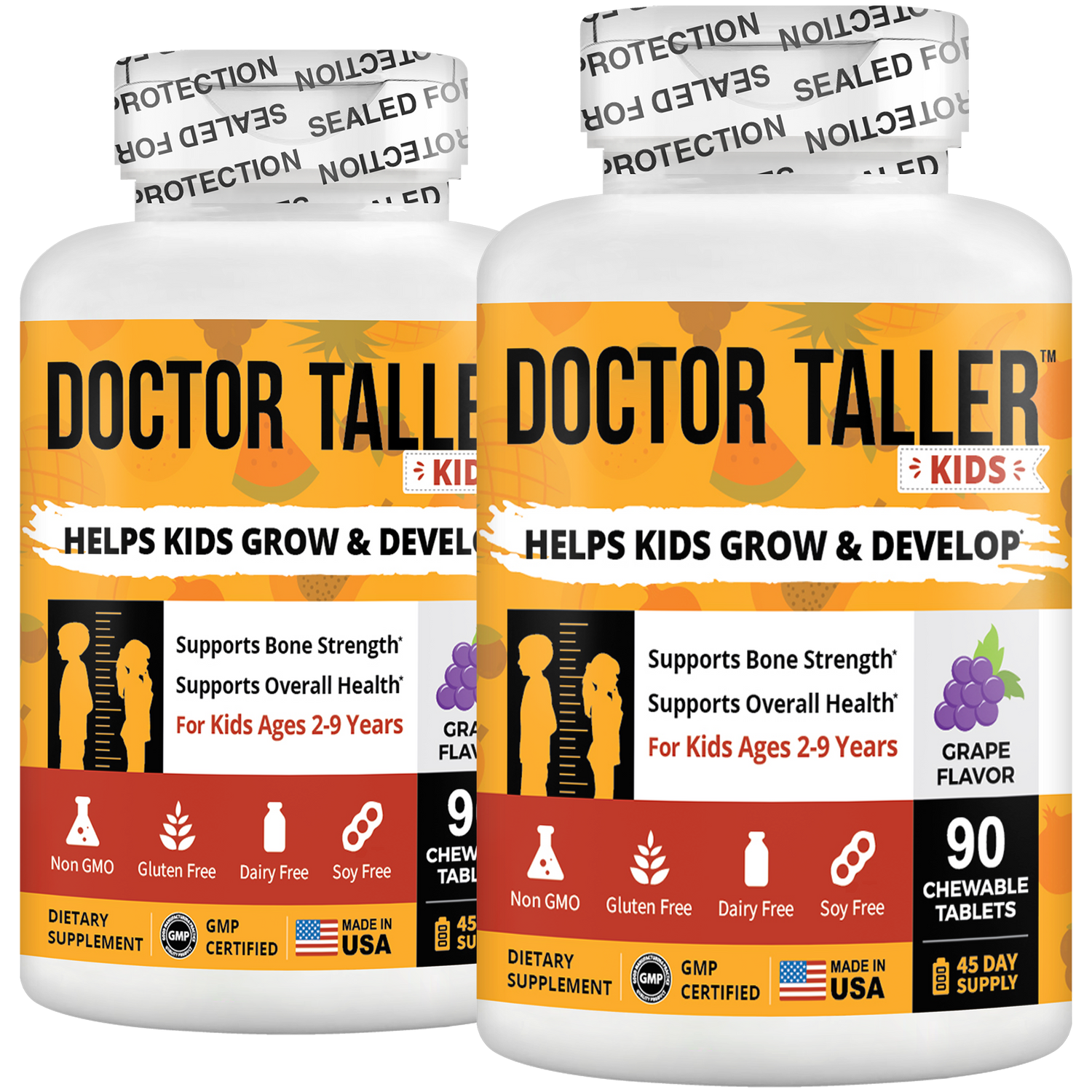 Doctor Taller Kids Grape Multivitamins (Ages 2–9) – Daily Immune & Growth Support | 90 Vegan Chewables by NuBest Nutrition